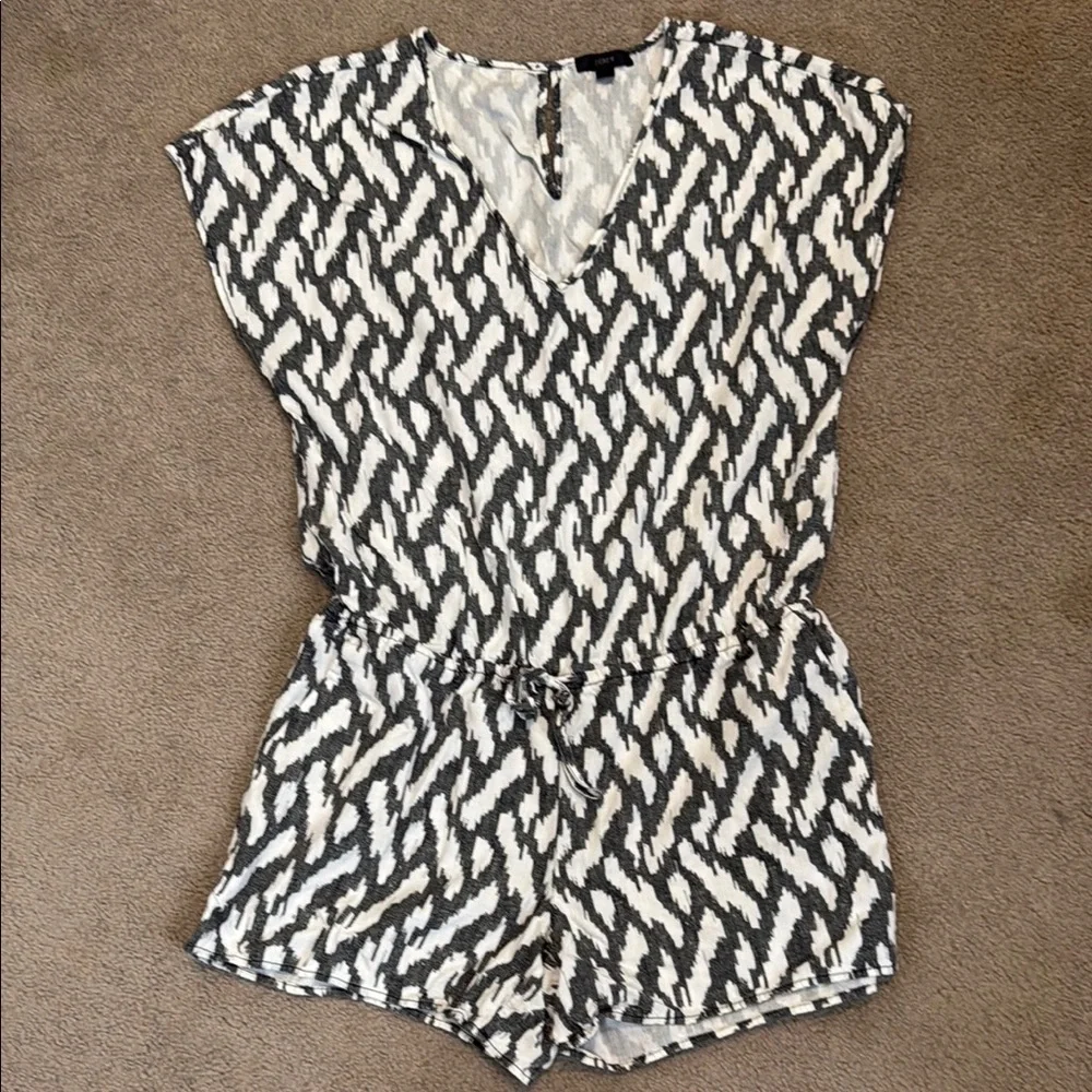 J. Crew Black and White Patterned Romper